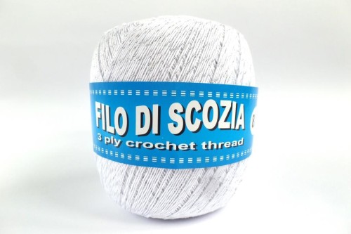 Filo di Scozia 8/3 metaic - 001s - Biały ze srebrem