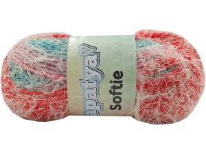 Softie - 705  - Pomarańczowo-różowo-turkusowy z białym włosiem (1)