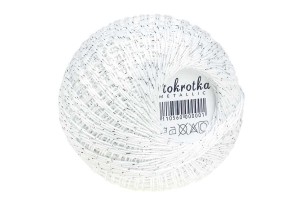 Stokrotka Metallic - Biały ze srebrną nicią