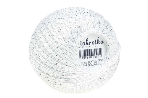 Stokrotka Metallic - Biały ze srebrną nicią